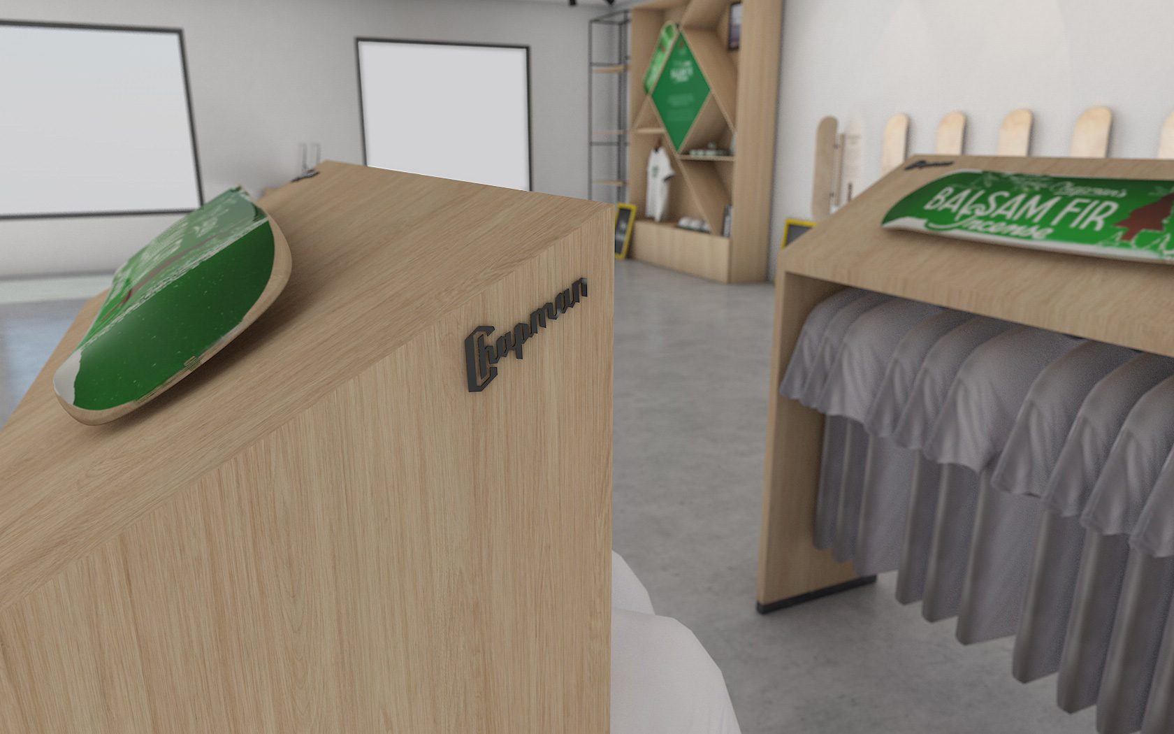Chapman Skateboards concept retail render